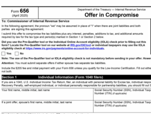 IRS Offer in Compromise form for tax resolution in Gilbert, AZ