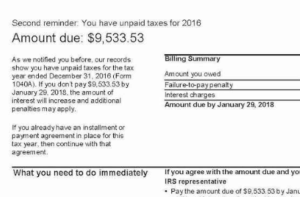 IRS wage garnishment notice for taxpayers in Chandler, AZ